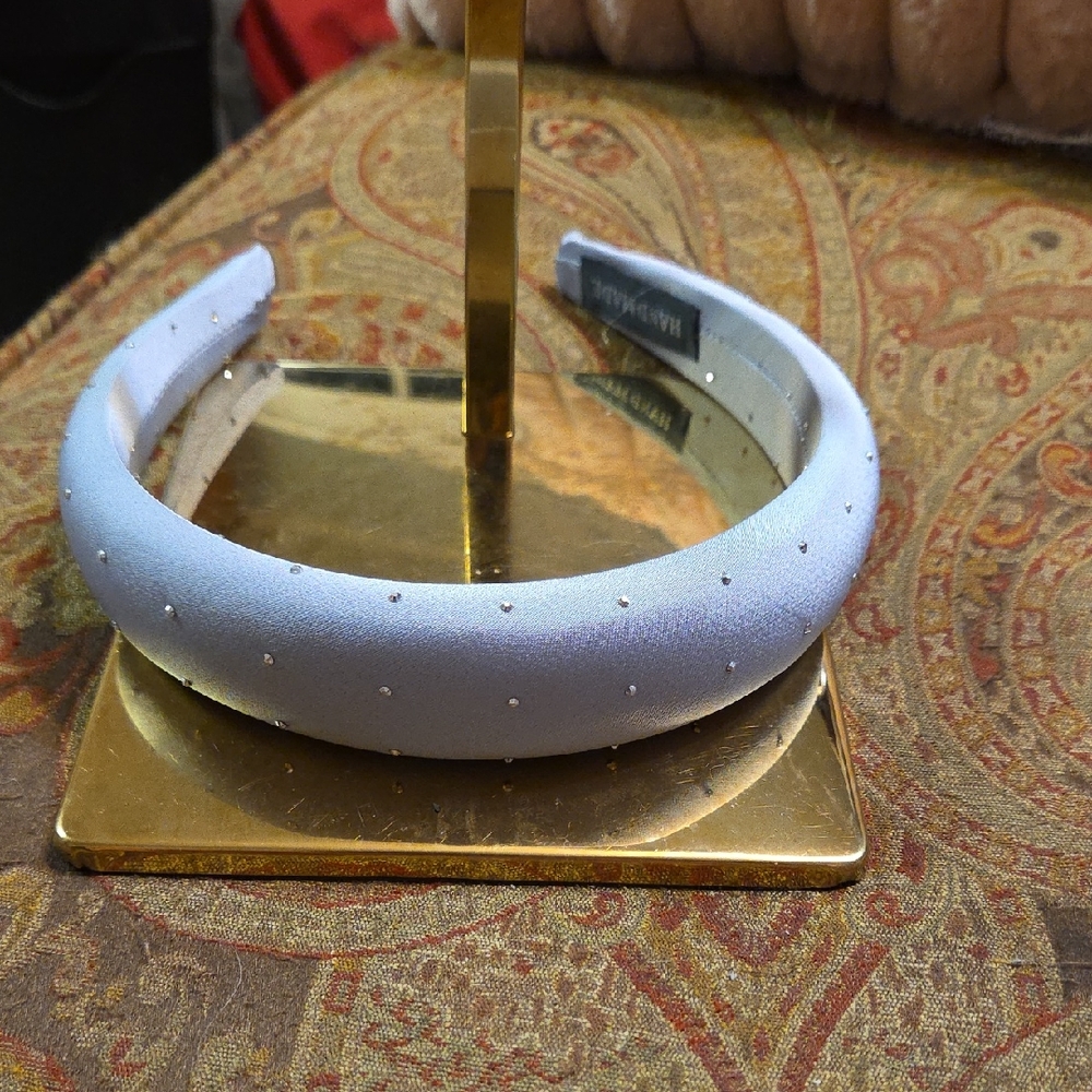 NWOT Handmade Light Gray/silver Headband With Rhinestones